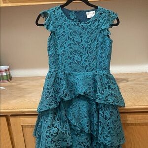 Joyfolie Teal Lace Formal Dress